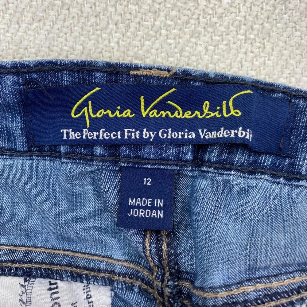 Gloria Vanderbilt Bermuda Shorts Womens 12 Blue Denim Lock Stitch Control DPF2